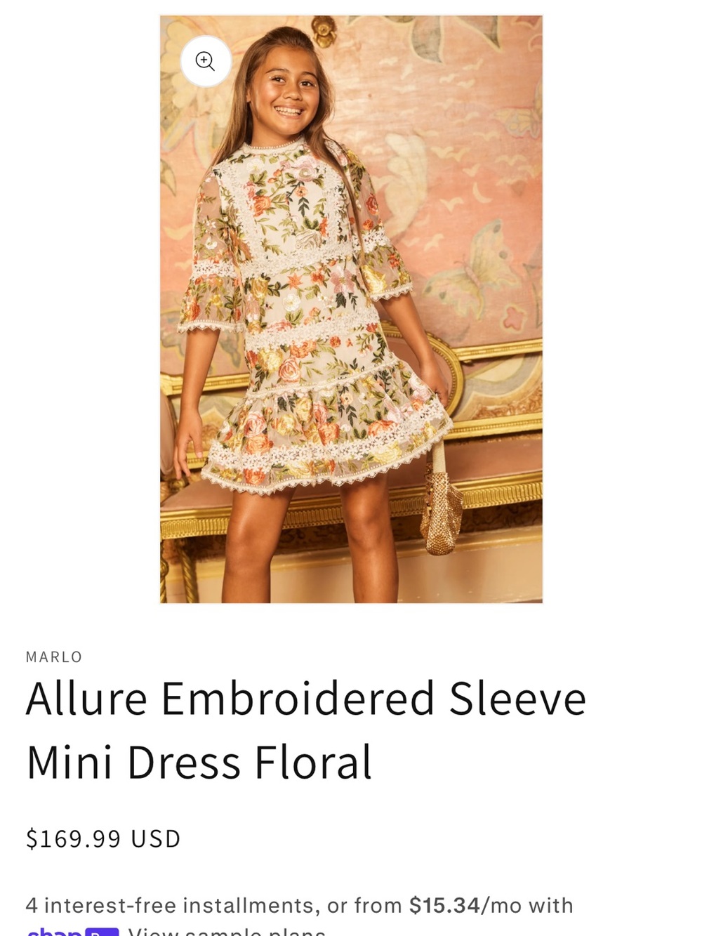 Marlow Floral Embroidered Mini Dress in Cream, Pink and Green 6